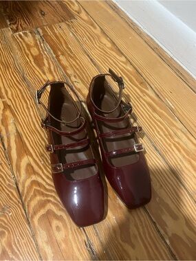 NWOT Aloha’s Luke Onyx Leather Women’s Burgundy Patent Ballet Flats